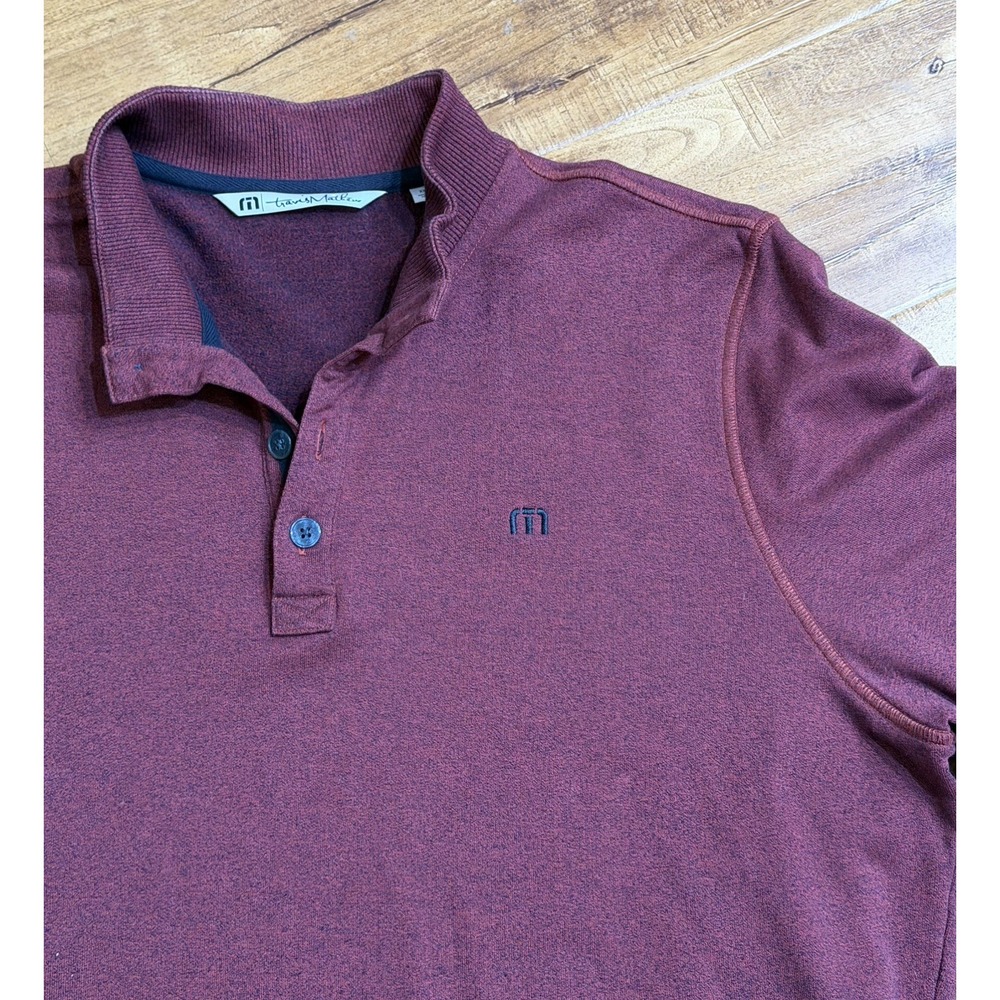 Men's Travis Mathew Sweater 1/4 Button Up Pullover Burgundy Size: 2XL - Picture 4 of 12